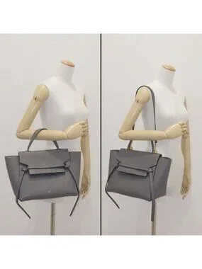 Celine | Bags | Celine Handle Shoulder Bag Mini Gray Calfskin Gold ...